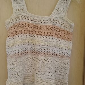 Crochet Lace Camisole - Cream and Tan